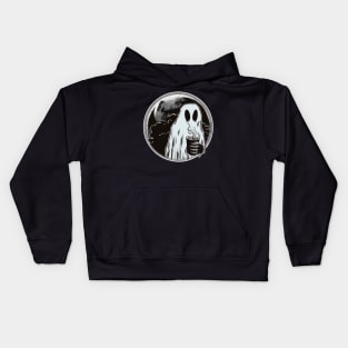 Spooky Moon Ghost drink Coffee Kids Hoodie